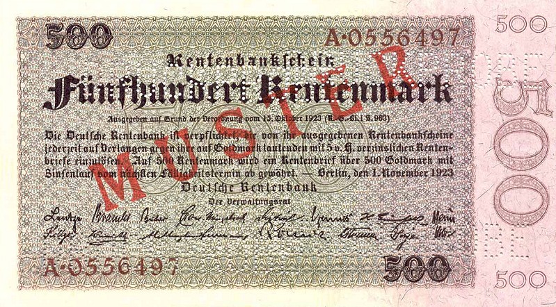 Front of Germany p167s: 500 Rentenmark from 1923