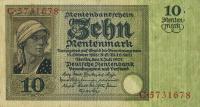 p170 from Germany: 10 Rentenmark from 1925