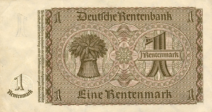Back of Germany p173b: 1 Rentenmark from 1937