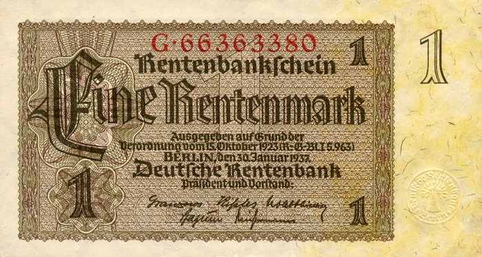 Front of Germany p173b: 1 Rentenmark from 1937