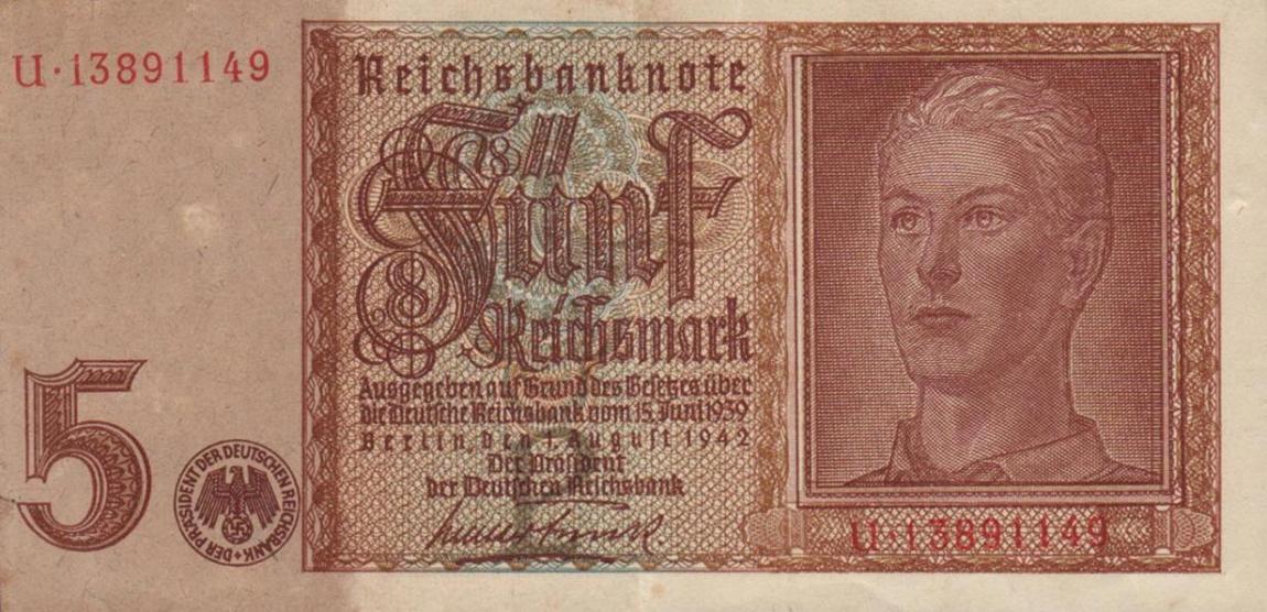 Front of Germany p186b: 5 Reichsmark from 1942