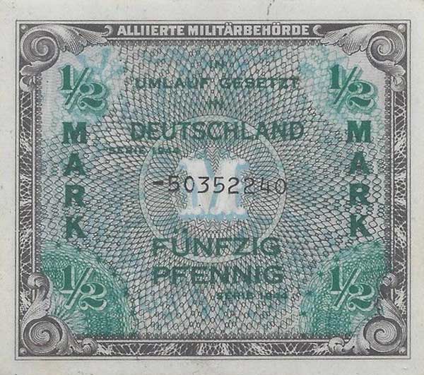 Front of Germany p191c: 0.5 Mark from 1944