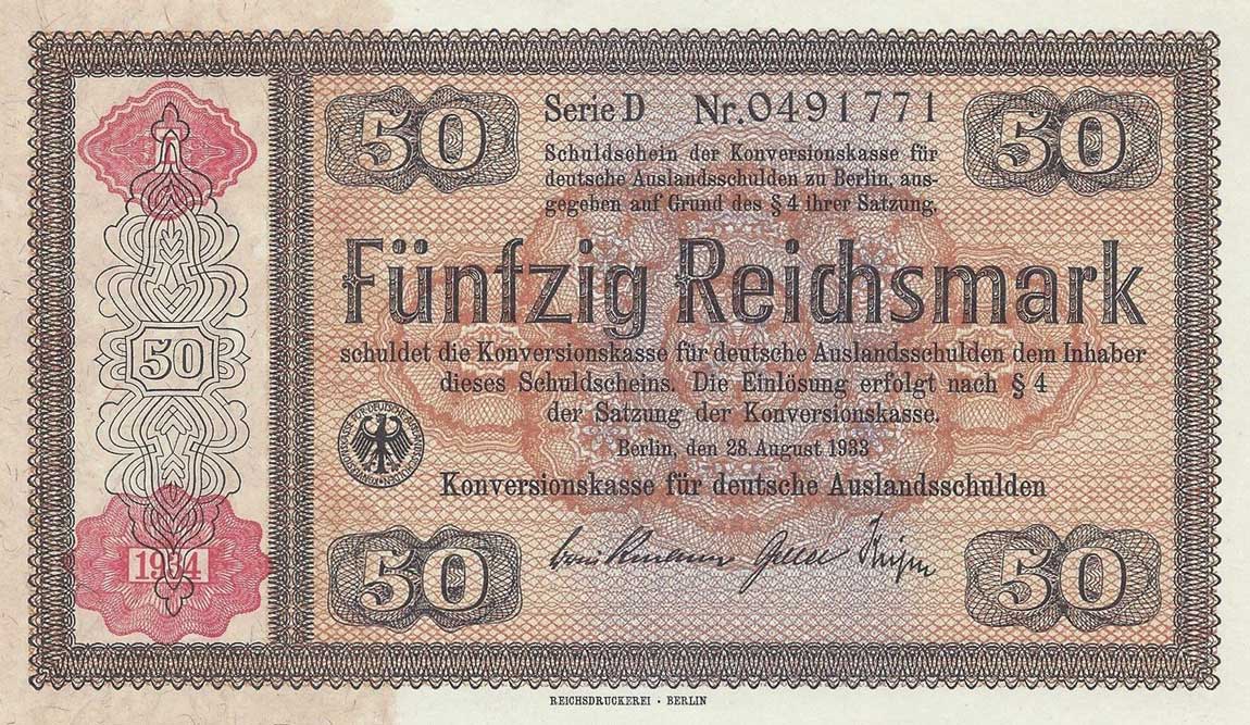 Front of Germany p211: 50 Reichsmark from 1934