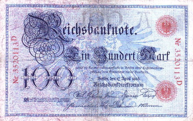 Front of Germany p22: 100 Mark from 1903