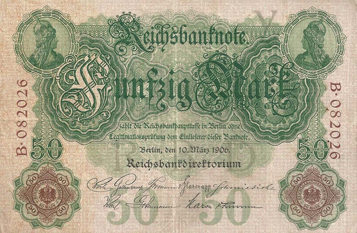 Front of Germany p26a: 50 Mark from 1906