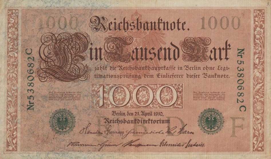 Front of Germany p45a: 1000 Mark from 1910