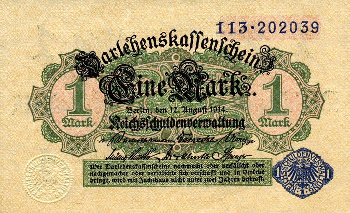 Front of Germany p52: 1 Mark from 1914