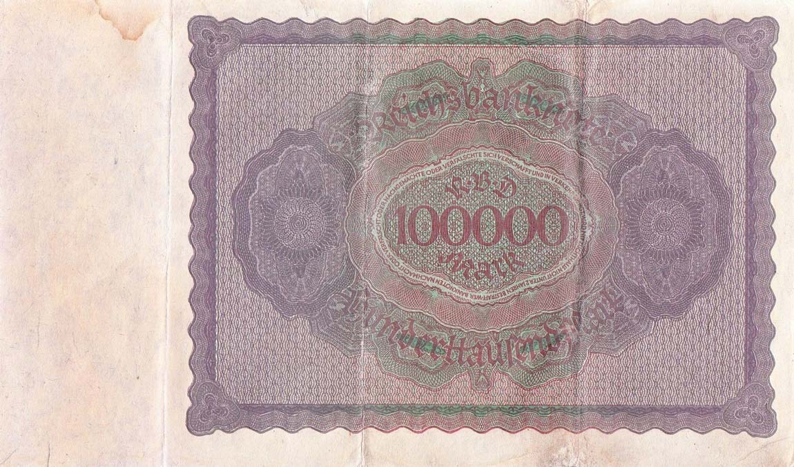 Back of Germany p83b: 100000 Mark from 1923