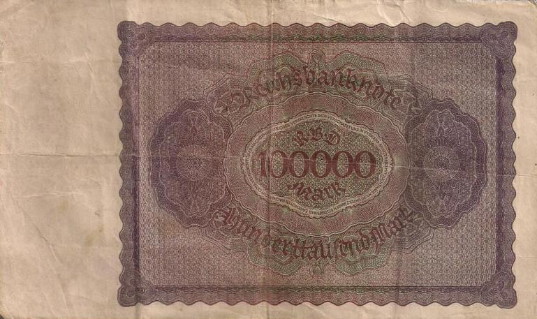 Back of Germany p83c: 100000 Mark from 1923