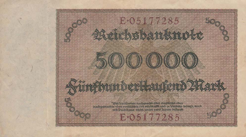 Back of Germany p88a: 500000 Mark from 1923