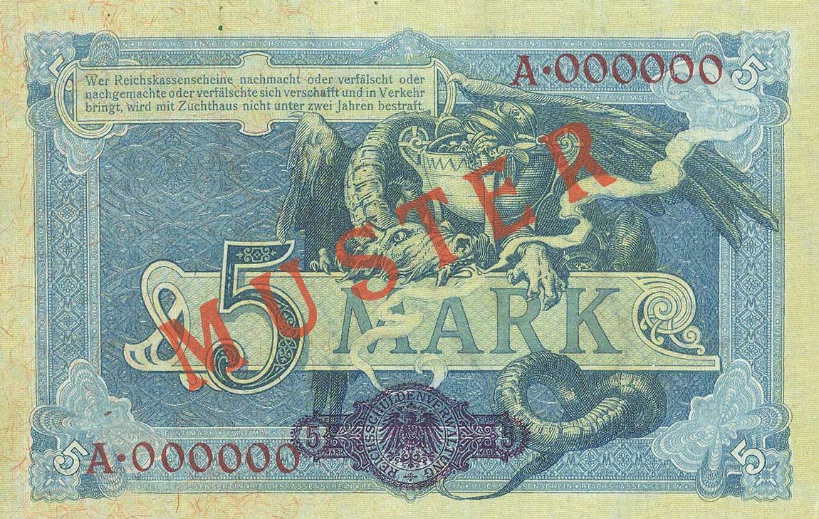 Back of Germany p8s: 5 Mark from 1904