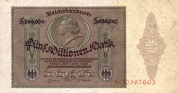 Front of Germany p90: 5000000 Mark from 1923