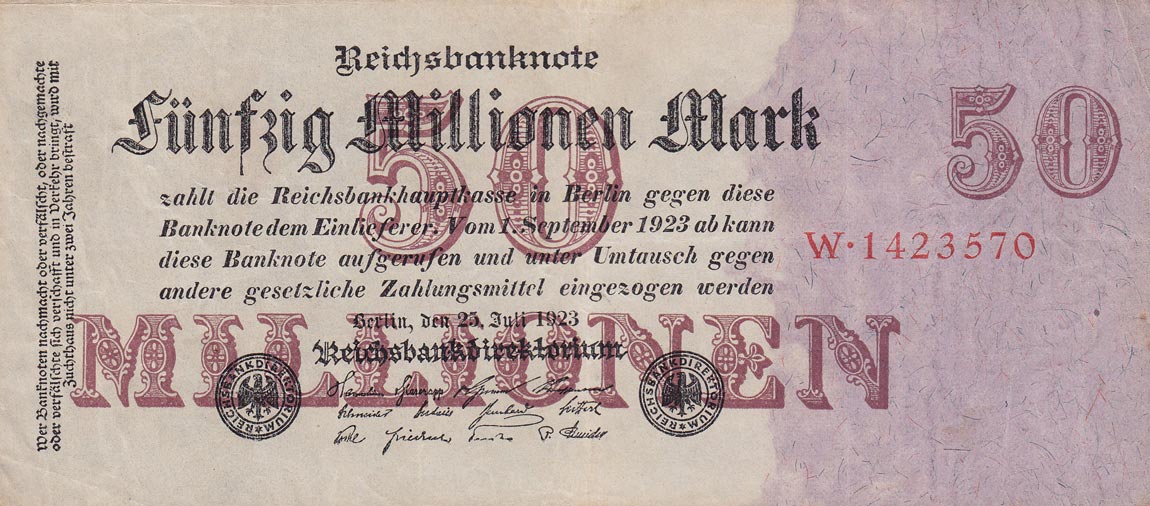 Front of Germany p98a: 50000000 Mark from 1923