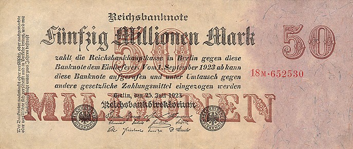 Front of Germany p98b: 50000000 Mark from 1923