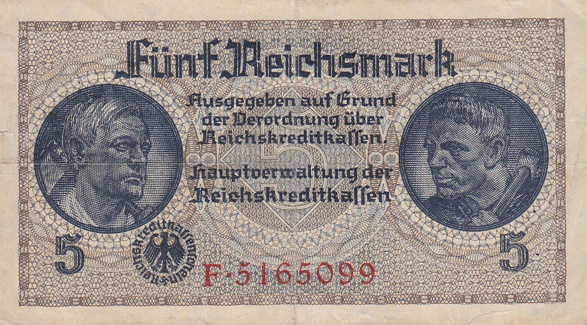 Front of Germany pR138a: 5 Reichsmark from 1940