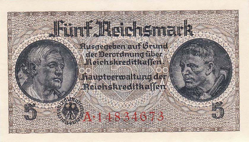 Front of Germany pR138b: 5 Reichsmark from 1940