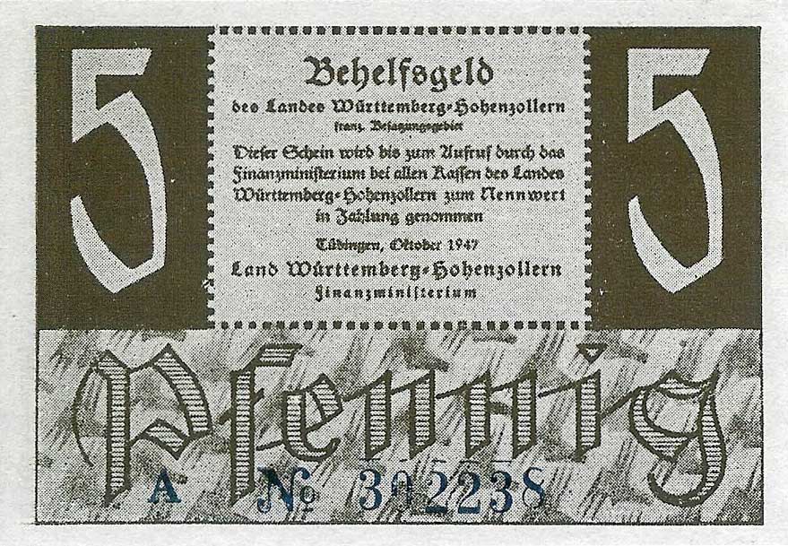Front of Germany pS1007a: 5 Pfennig from 1947