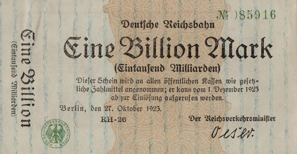 Front of Germany pS1027: 1000000000000 Mark from 1923