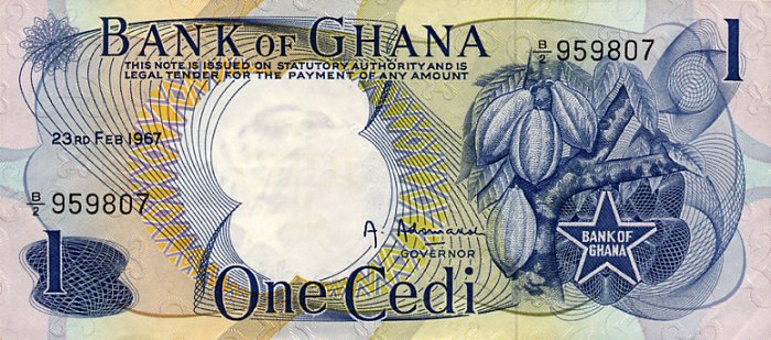 Front of Ghana p10a: 1 Cedi from 1967