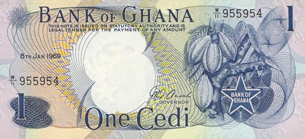 Front of Ghana p10b: 1 Cedi from 1969