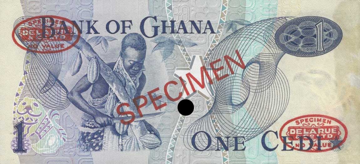 Back of Ghana p10s: 1 Cedi from 1967