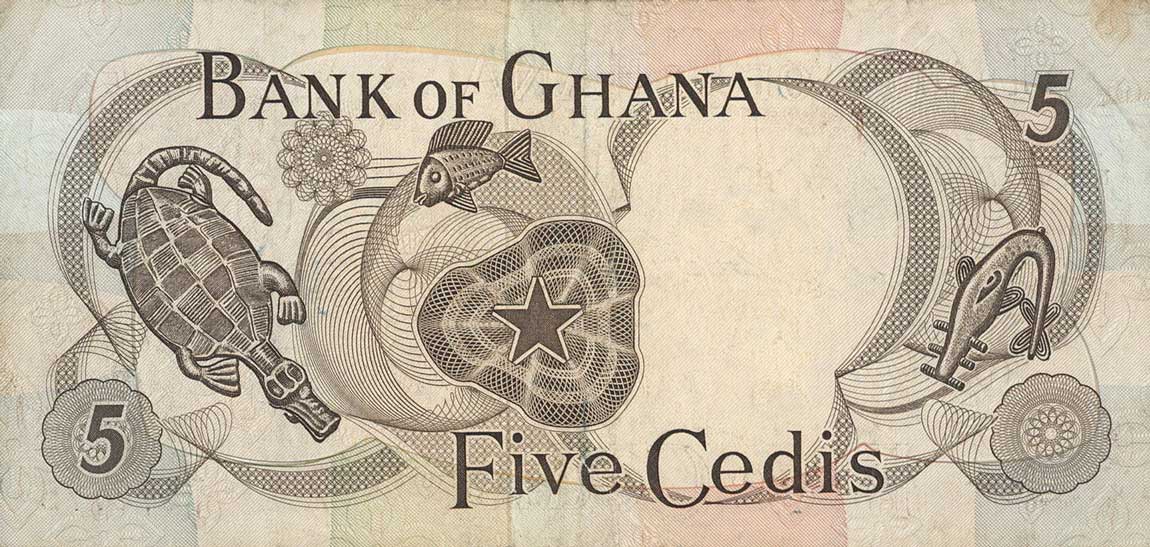 Back of Ghana p11a: 5 Cedis from 1967