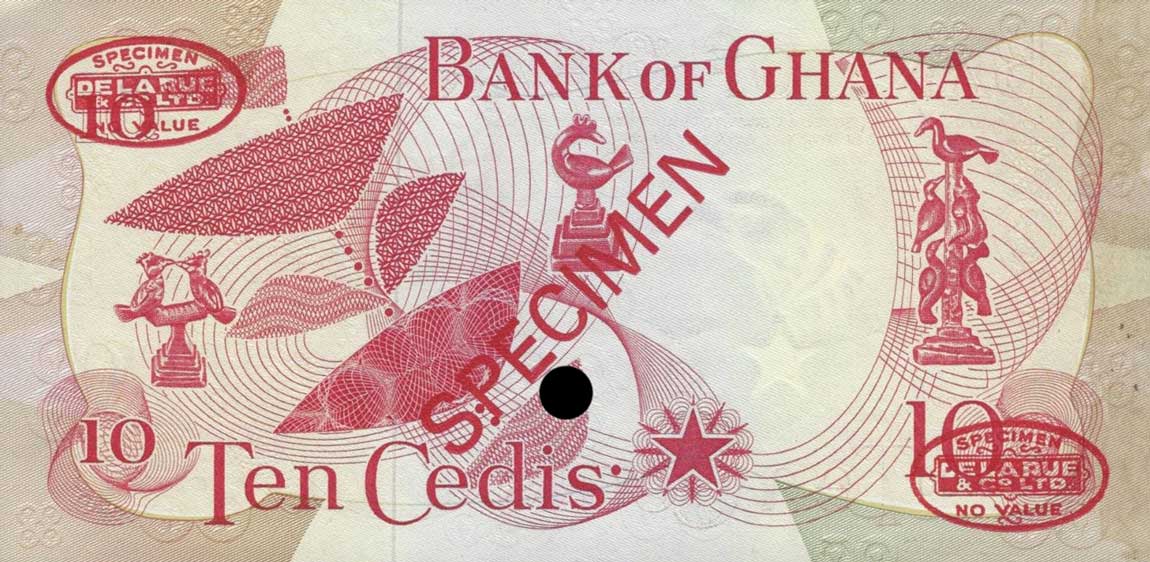 Back of Ghana p12s: 10 Cedis from 1967