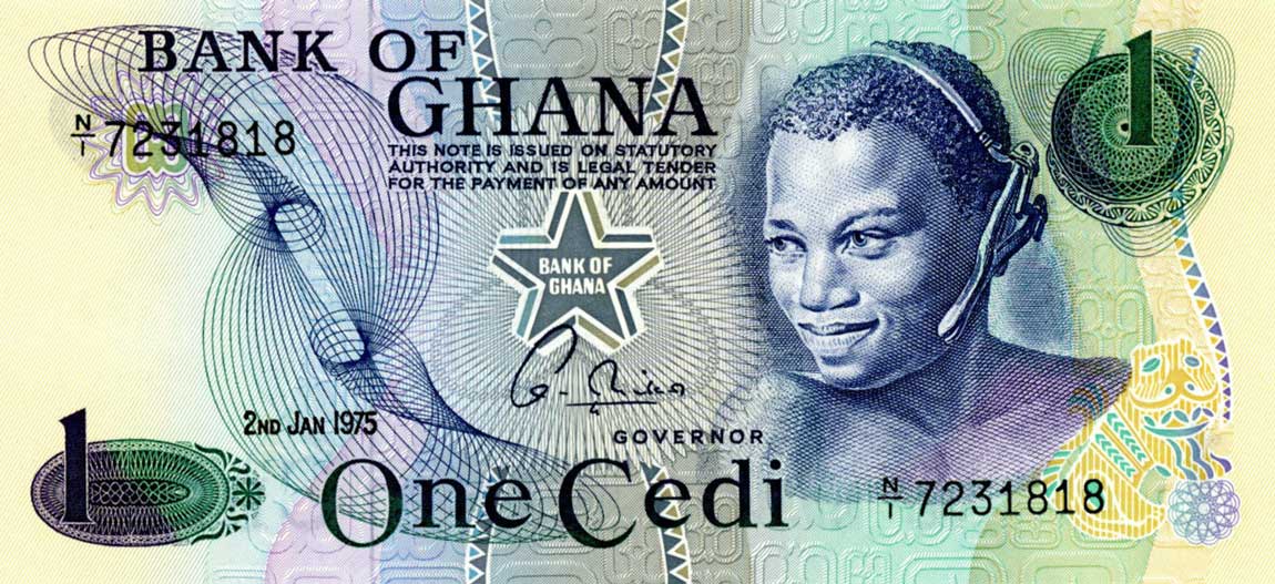 Front of Ghana p13b: 1 Cedi from 1975