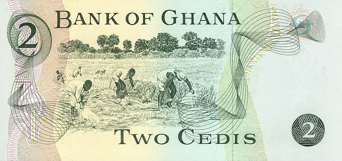 Back of Ghana p14c: 2 Cedis from 1977