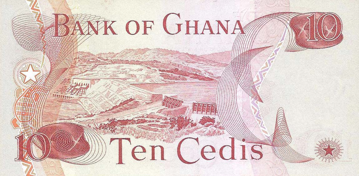 Back of Ghana p16e: 10 Cedis from 1977