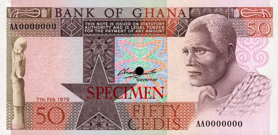 Front of Ghana p22s: 50 Cedis from 1979