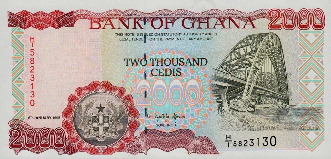 Front of Ghana p30b: 2000 Cedis from 1995