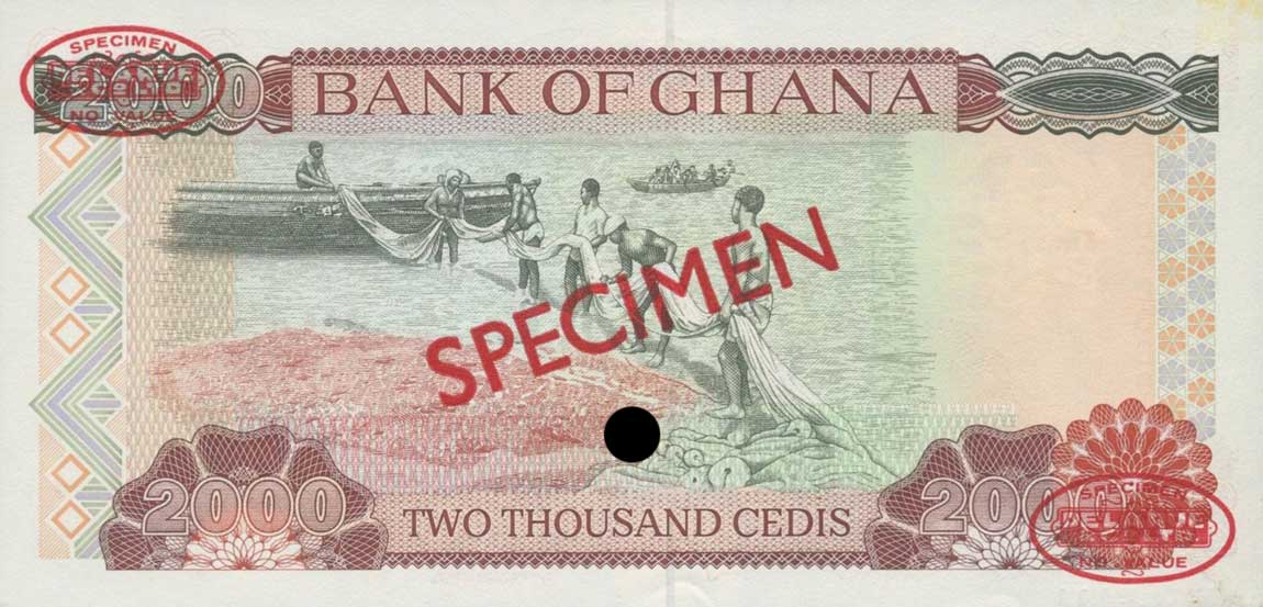 Back of Ghana p30s: 2000 Cedis from 1994