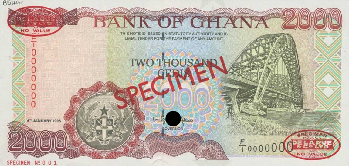 Front of Ghana p30s: 2000 Cedis from 1994