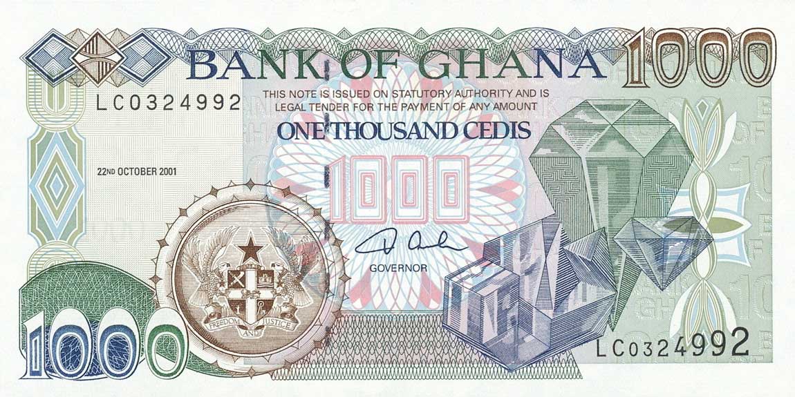 Front of Ghana p32g: 1000 Cedis from 2001