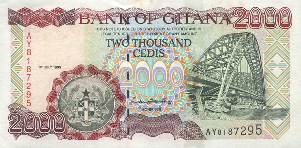 Front of Ghana p33d: 2000 Cedis from 1999