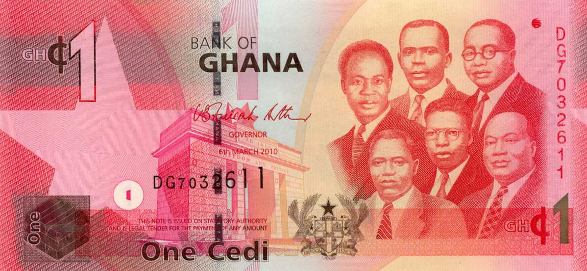 Front of Ghana p37c: 1 Cedi from 2010