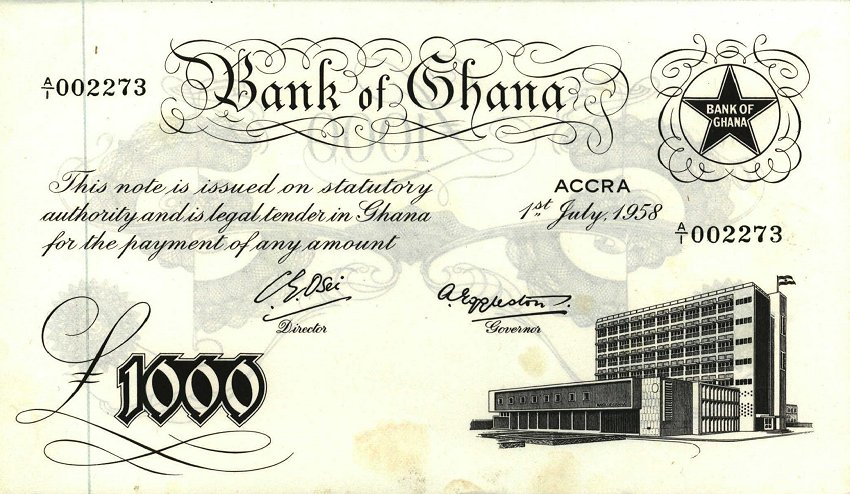 Front of Ghana p4a: 1000 Pounds from 1958
