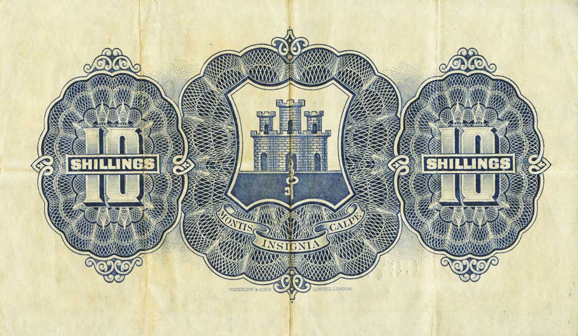 Back of Gibraltar p11: 10 Shillings from 1927