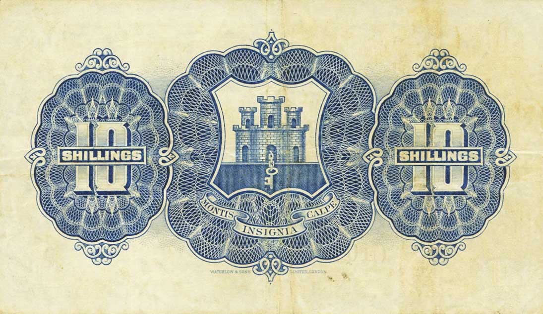 Back of Gibraltar p14a: 10 Shillings from 1937