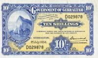 p14c from Gibraltar: 10 Shillings from 1954