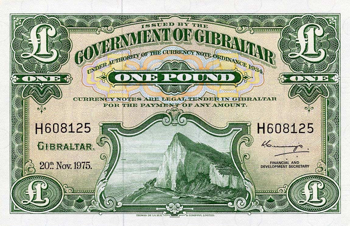 Front of Gibraltar p18c: 1 Pound from 1975