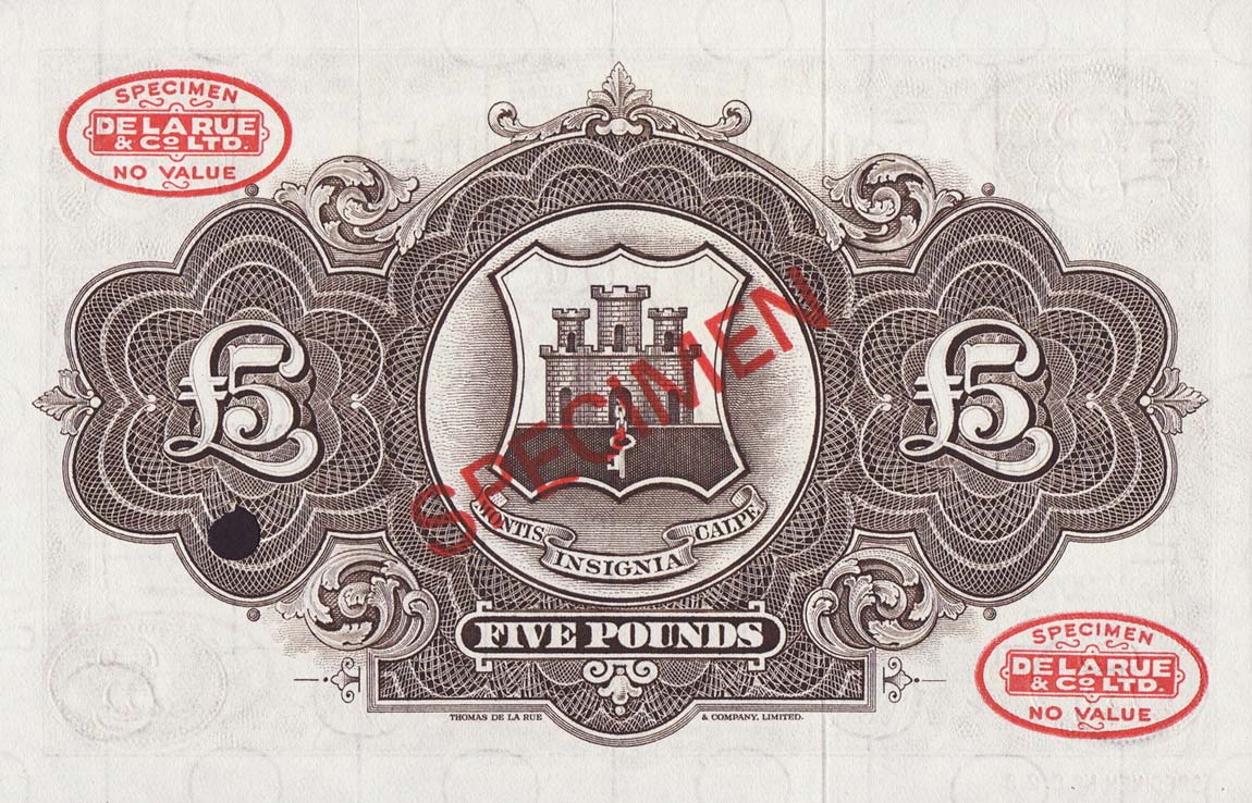 Back of Gibraltar p19s: 5 Pounds from 1958
