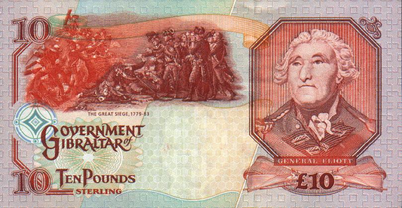 Back of Gibraltar p26a: 10 Pounds from 1995