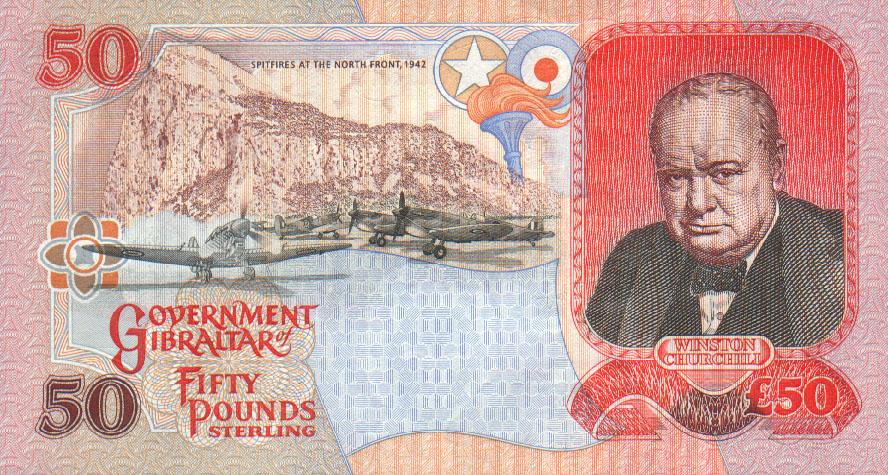 Back of Gibraltar p28a: 50 Pounds from 1995