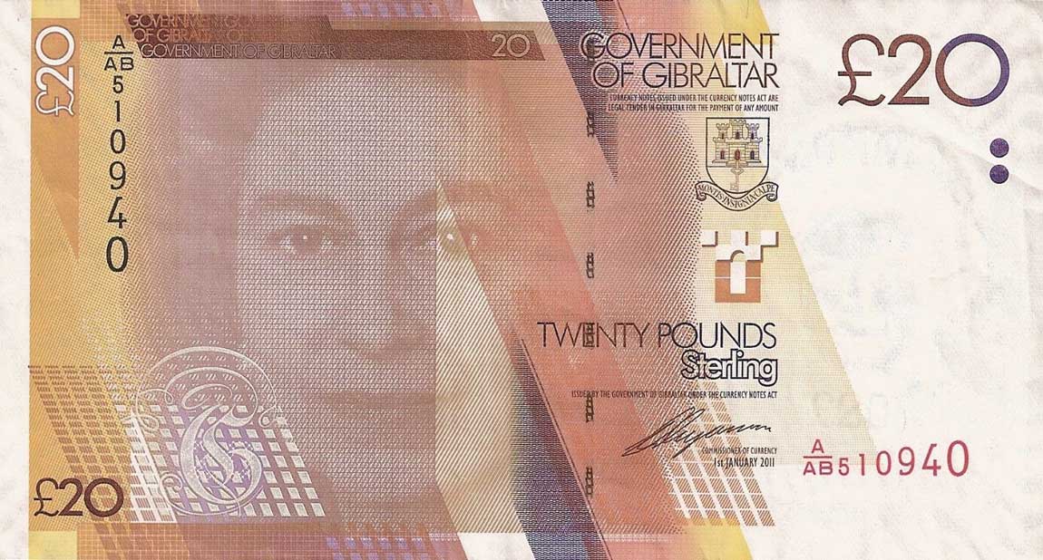 Front of Gibraltar p37: 20 Pounds from 2011