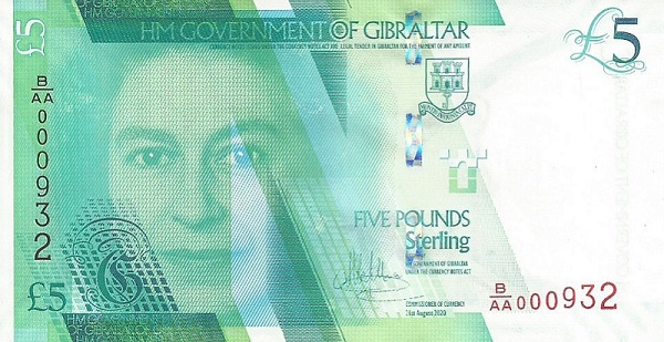 Front of Gibraltar p42: 5 Pounds from 2020