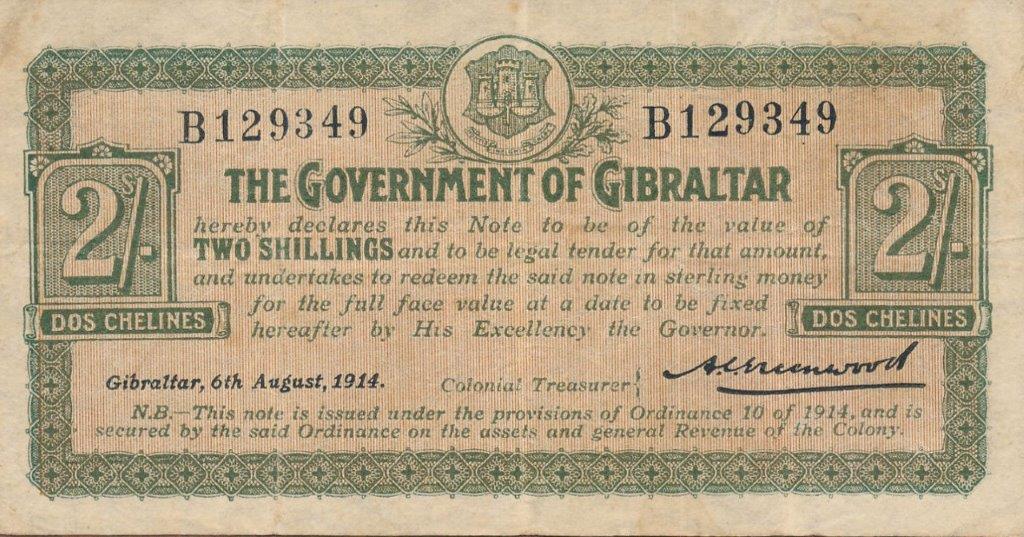 Front of Gibraltar p6: 2 Shillings from 1914