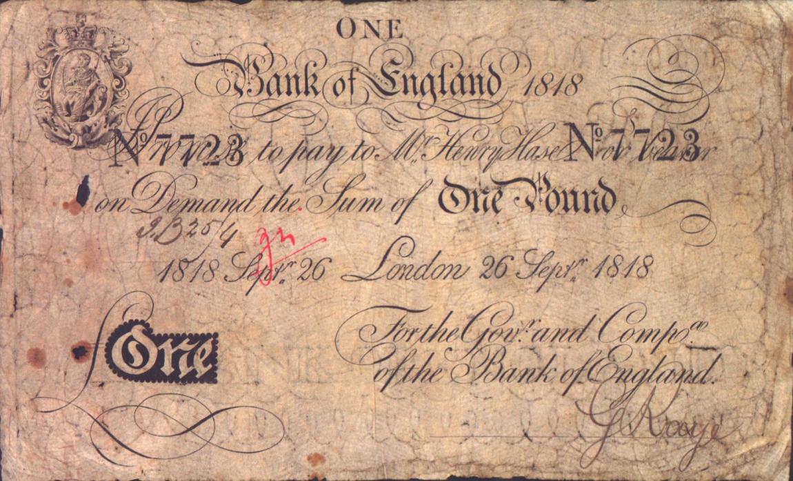 Front of England p190c: 1 Pound from 1807