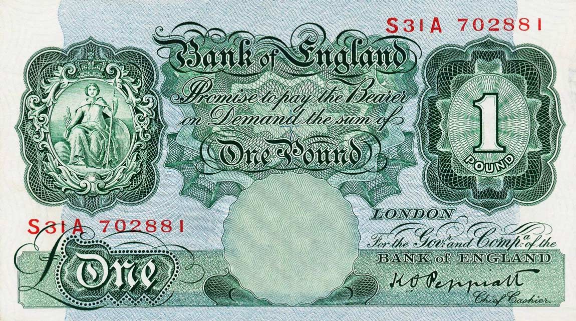 Front of England p363d: 1 Pound from 1948